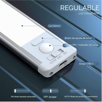 Kit 2 Luces LED Recargables con Sensor de Movimiento